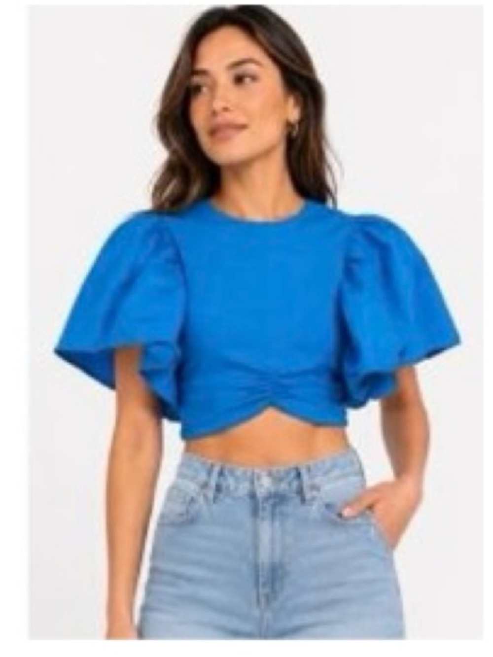 Zara Royal Blue Puff Sleeve Blouse small